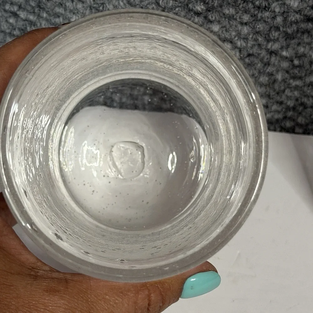 Set of 2 Hand-blown Clear Glass Tumblers w/ Suspended Bubbles  5.5